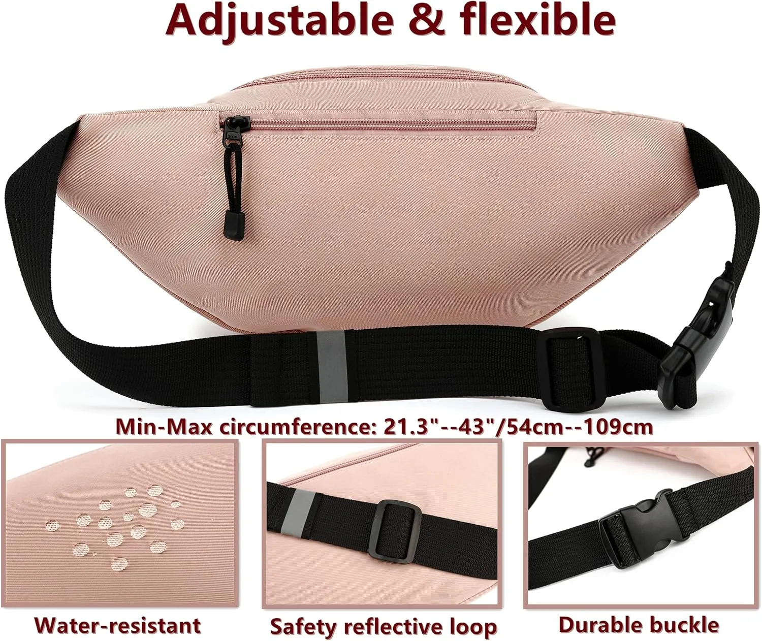 TOPERIN Fashion Fanny Pack Cute Running Belt Waist Pack Running Waist Bag Belt