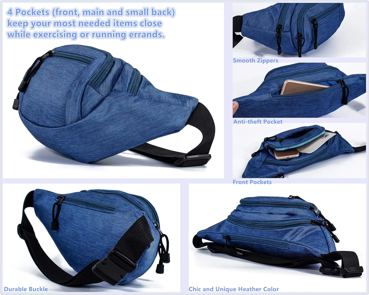 TOPERIN Fashion Fanny Pack Cute Running Belt Waist Pack Running Waist Bag Belt
