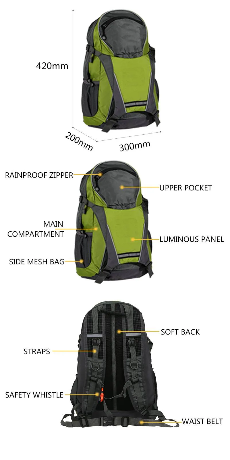 Turn Signal Light LED Reflective Sport Backpack 18 Liter Waterproof for Night Cycling Safety Outdoor …