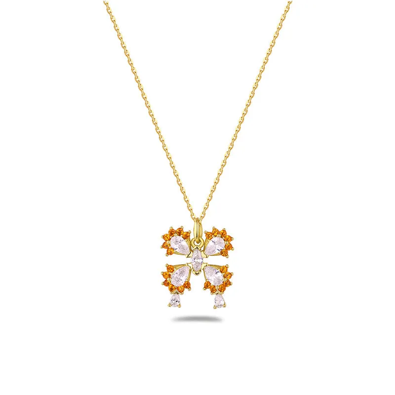Unique Butterfly Zircon Silver Necklace