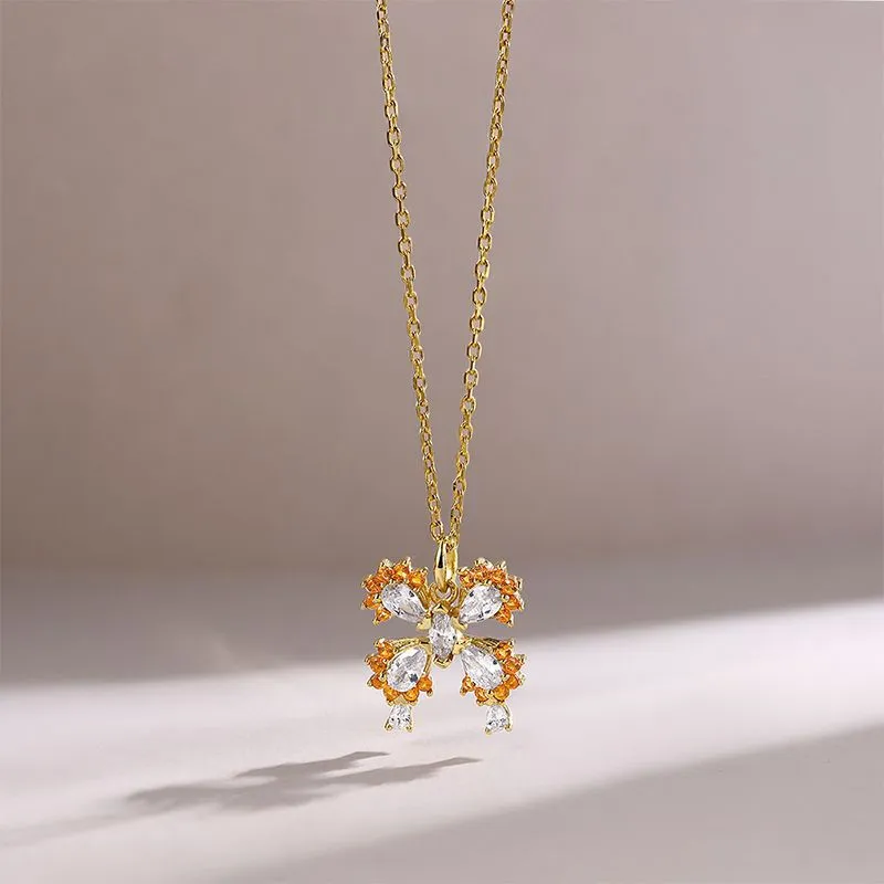 Unique Butterfly Zircon Silver Necklace