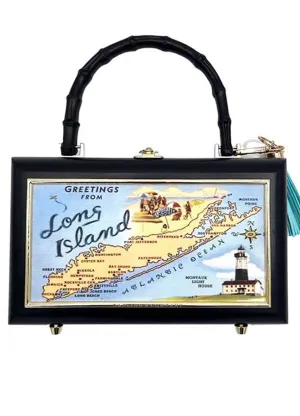 Vintage Long Island Postcard Bag-Blk