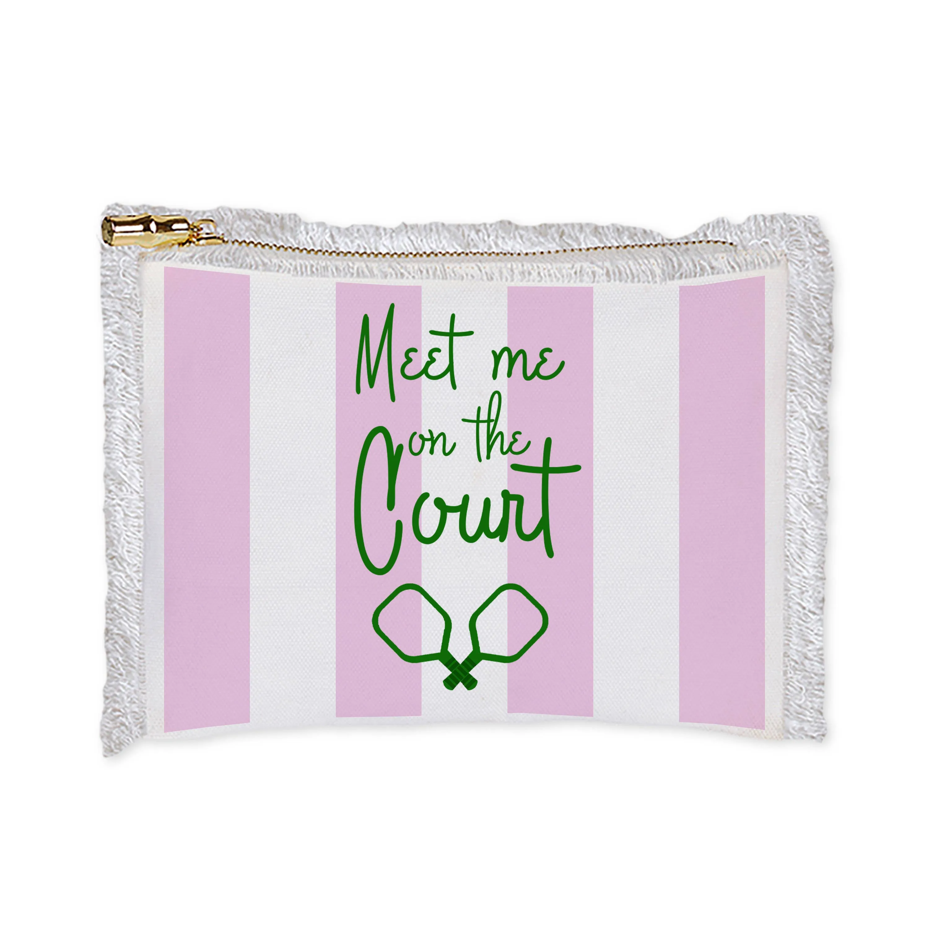 White Linen Fringe Flat Zip- Meet me on the Court-Pickleball