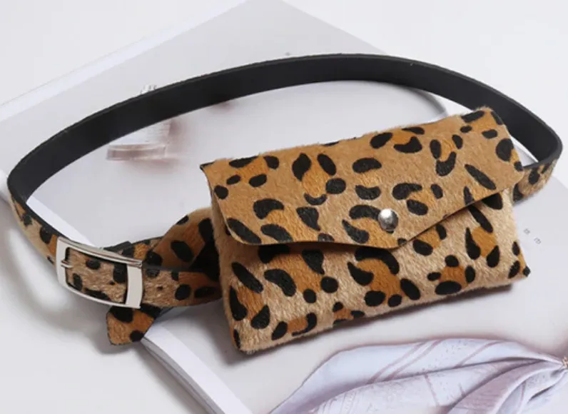 Women's Vintage Waist Bag With Leopard Print