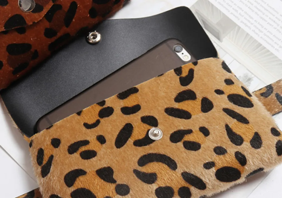 Women's Vintage Waist Bag With Leopard Print