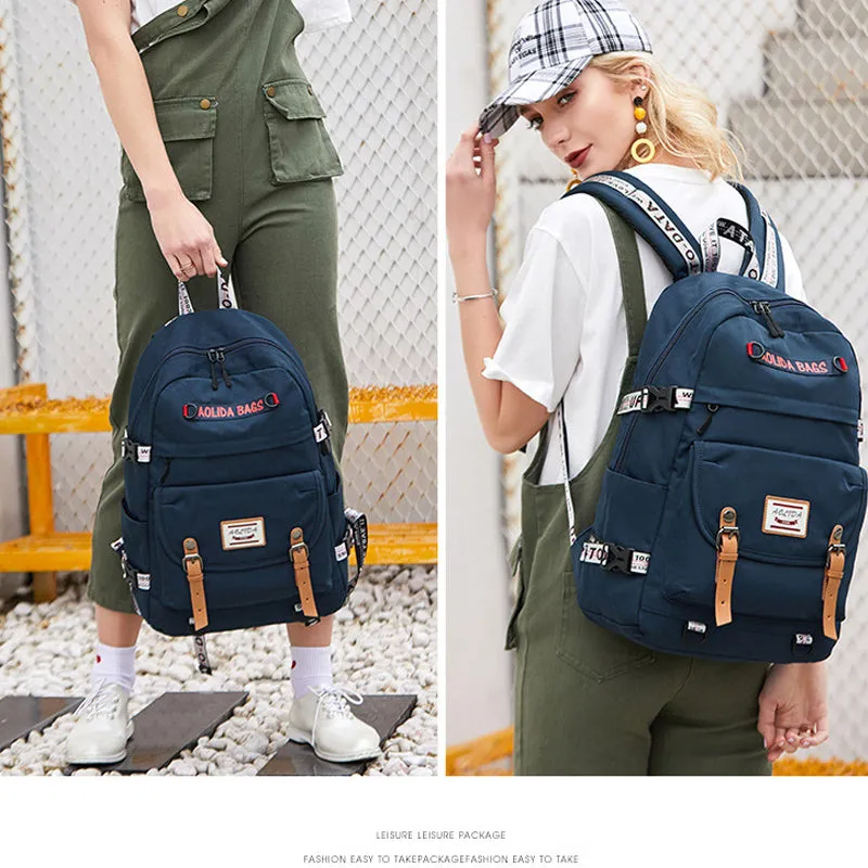 Ybackpacks Oxford Backpack for School Fashion Teens' Bookbag Travel Bag with USB Charging Port