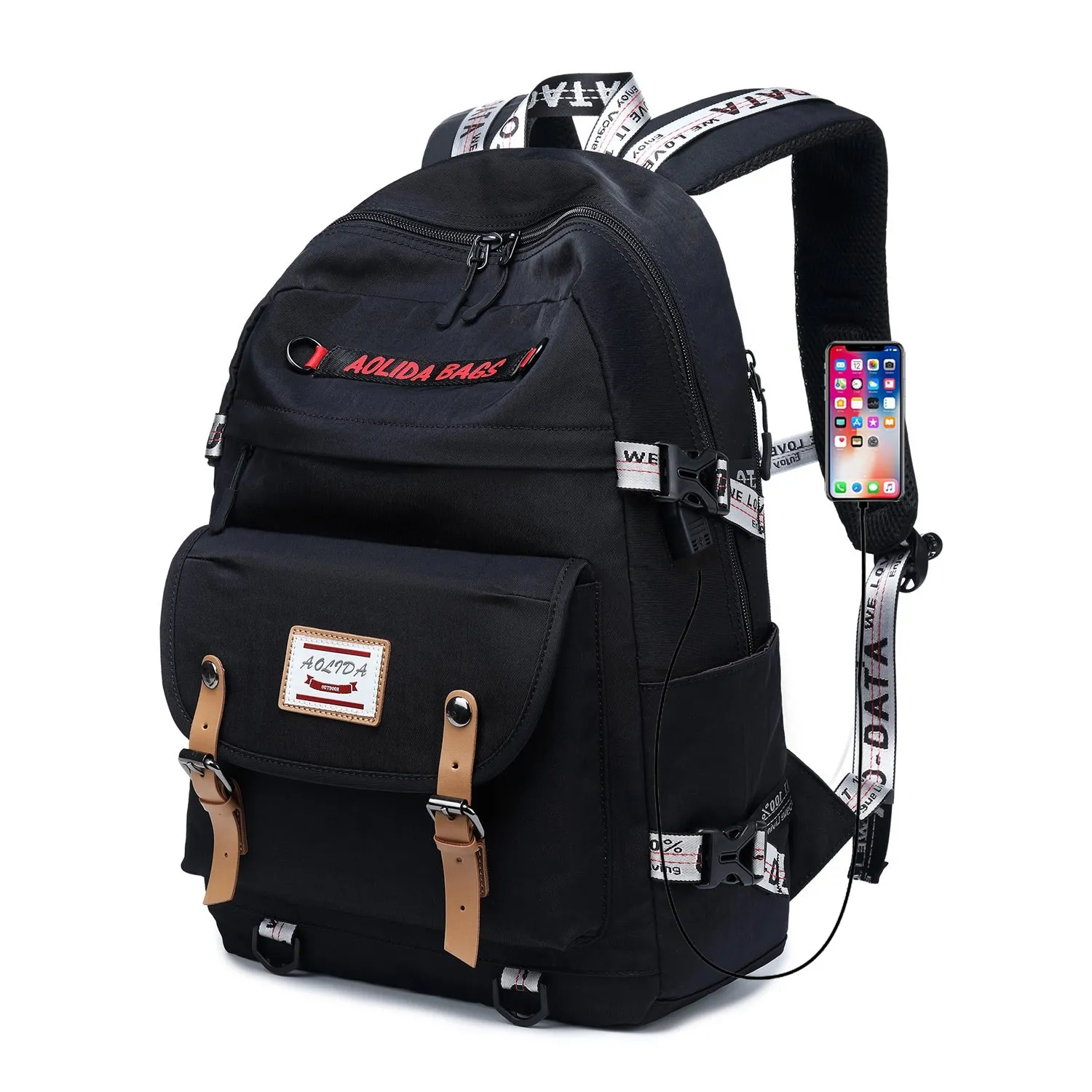 Ybackpacks Oxford Backpack for School Fashion Teens' Bookbag Travel Bag with USB Charging Port