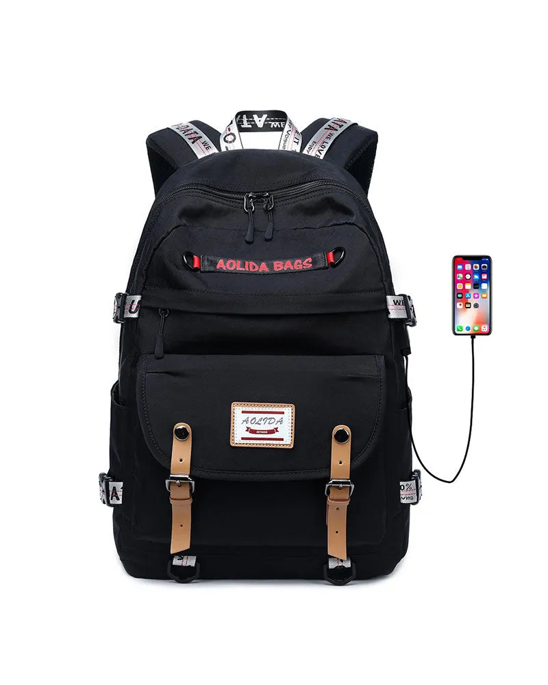 Ybackpacks Oxford Backpack for School Fashion Teens' Bookbag Travel Bag with USB Charging Port
