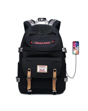 Ybackpacks Oxford Backpack for School Fashion Teens' Bookbag Travel Bag with USB Charging Port