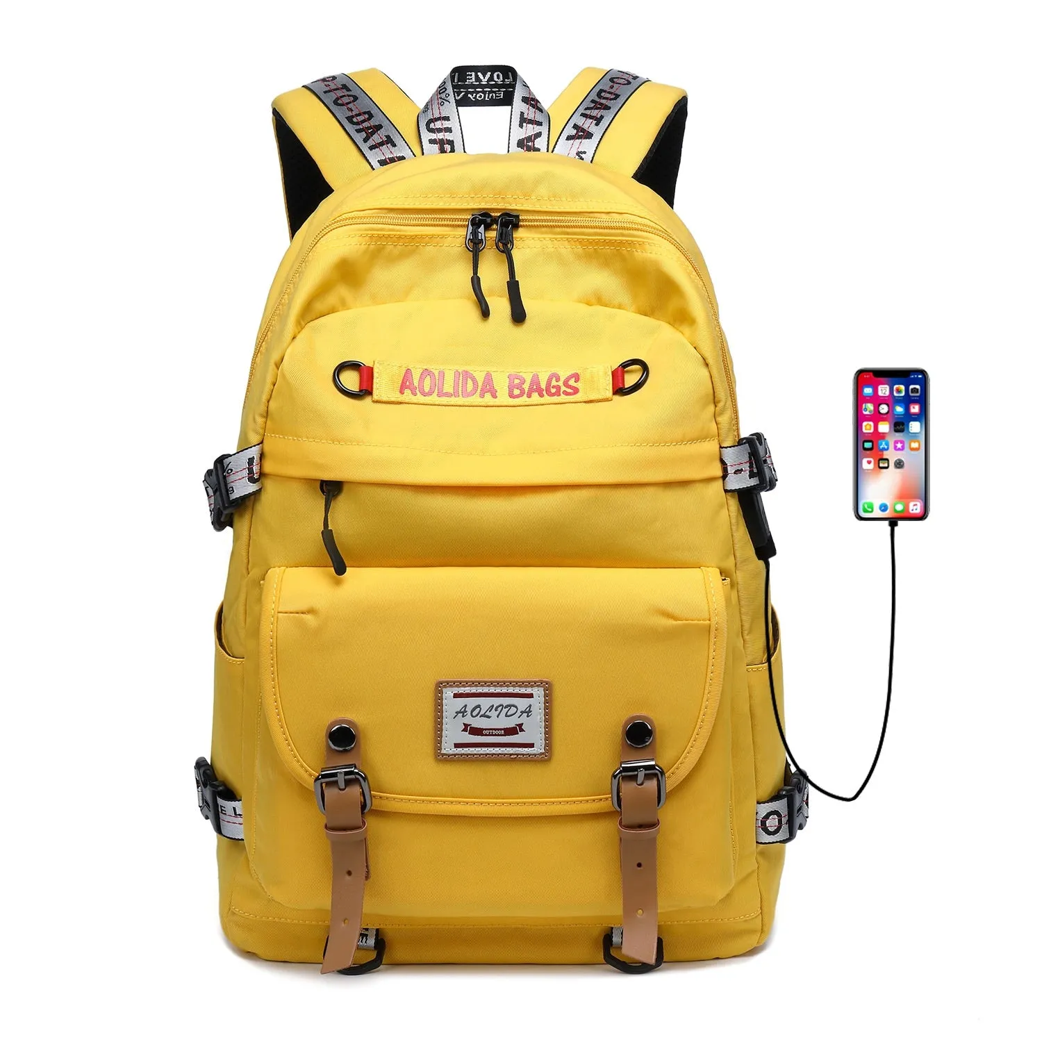 Ybackpacks Oxford Backpack for School Fashion Teens' Bookbag Travel Bag with USB Charging Port